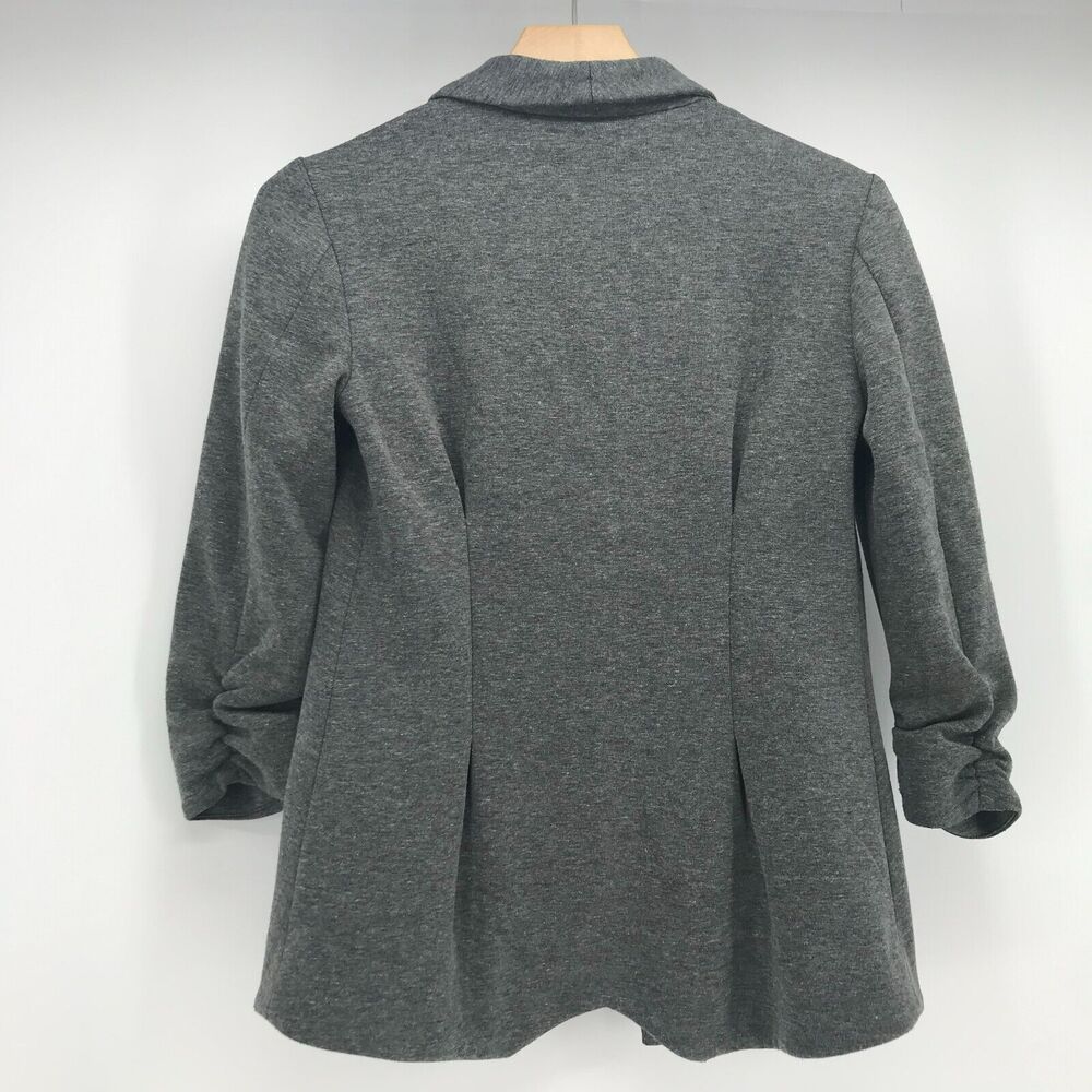 Saks 5th Avenue Blazer Womens XS Heather Gray Knit Single Button Ruched Modern - Picture 2 of 10